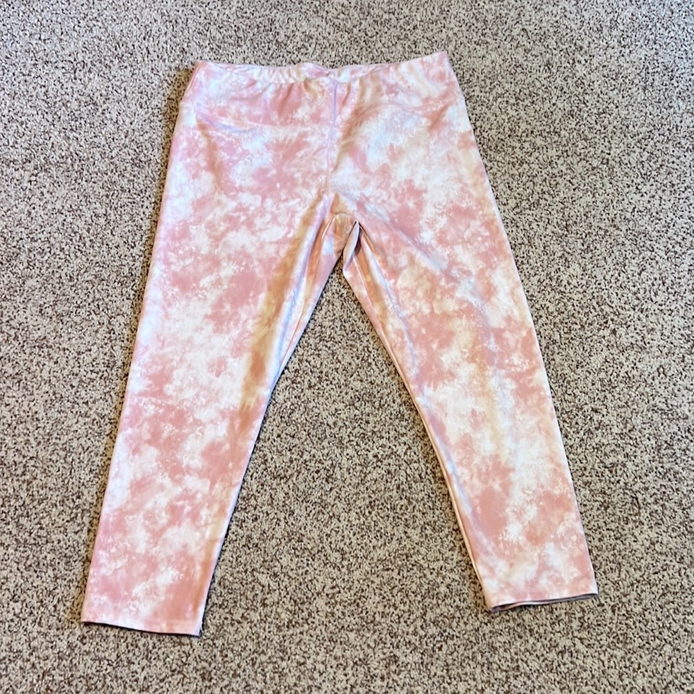 Jockey Pink and White Tie Dye Capri Leggings
